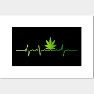 Weed Leaf Heartbeat | Weed Leaf Heartbeat | Cannabis Heartbeat Posters and Art